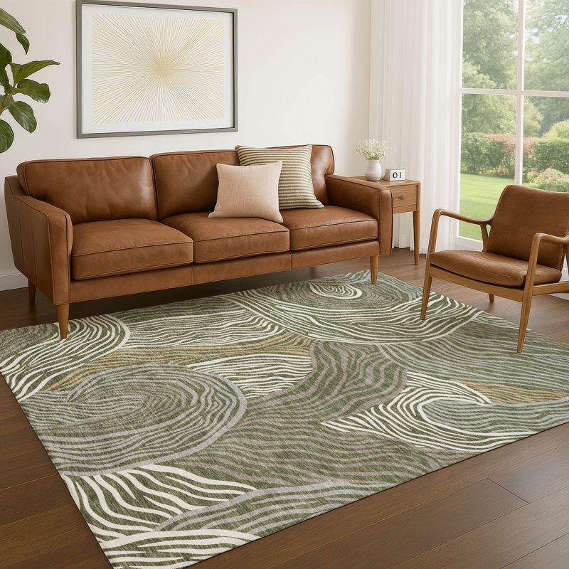 Tapis intérieur / extérieur lavable à la machine Chantille ACN2603, Olive, 9 pi x 12 pi