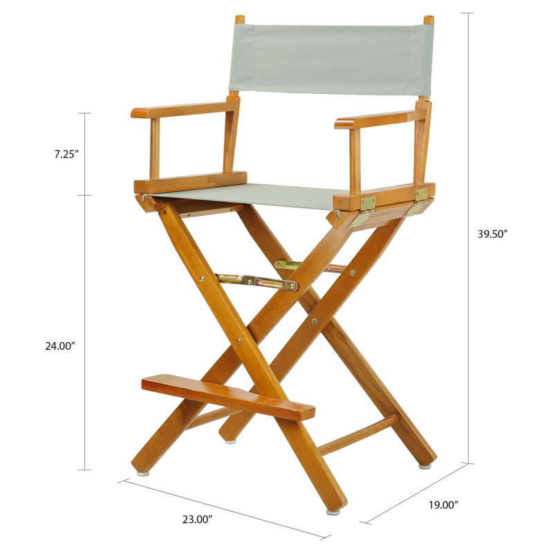 Chaise de réalisateur pliante 24 po, Gris, Chêne miel