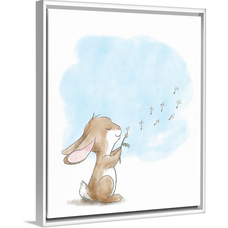 « souffleing pissenlits », impression Little Bunny, H 45 po x l 36 po x P 1,75po, Cadre pour toile flottant blanc