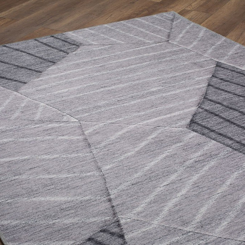 Tapis gris en polyester tissé à la machine Debraa, Rectangle 6 pi 11 po x 10 pi 2 po