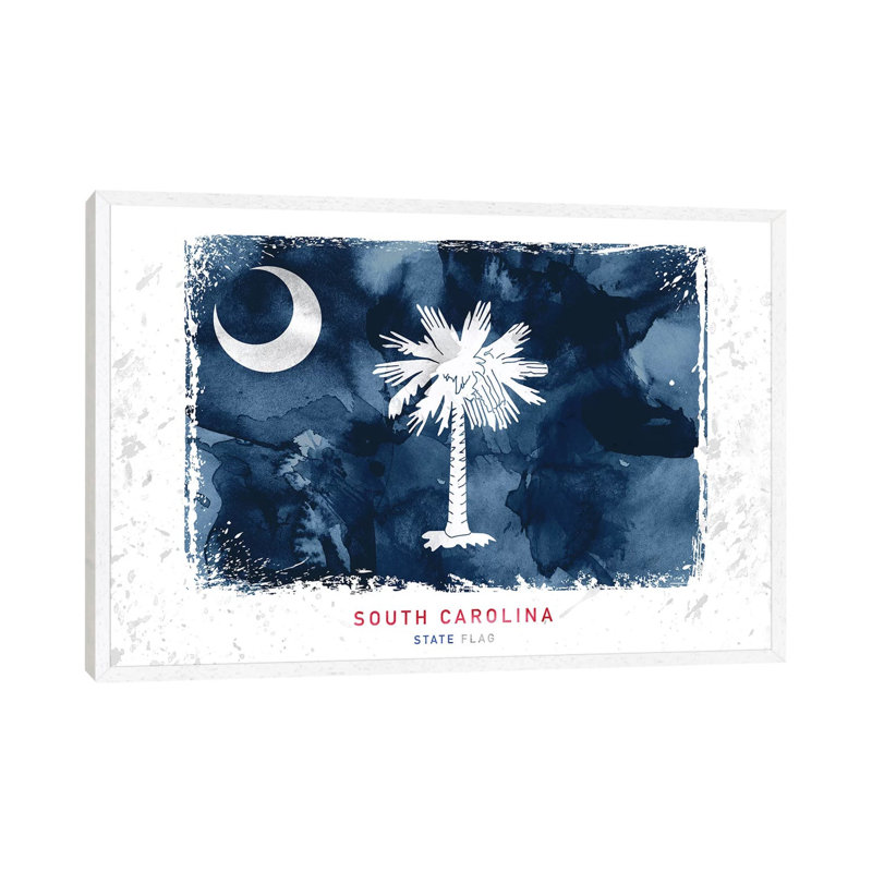 South Carolina - Print on Canvas, White Framed, 101.6cm H x 152.4cm W x 3.81cm D