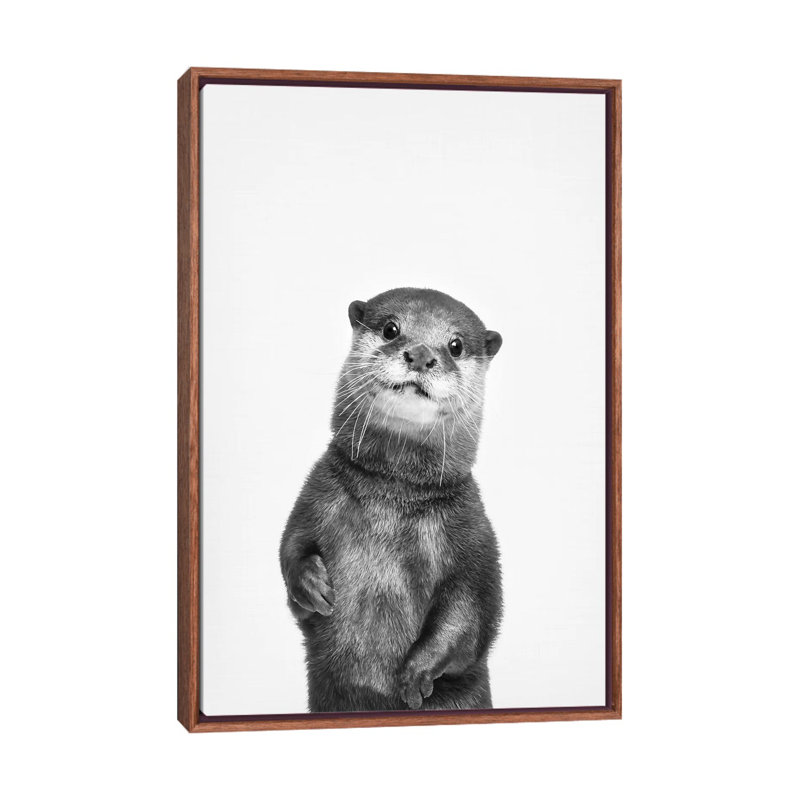 Loutre par Sissi & Seb - impression d'art graphique, H 26 po x l 18 po x 1,5 po, Toile avec cadre brun, Pas de tapis