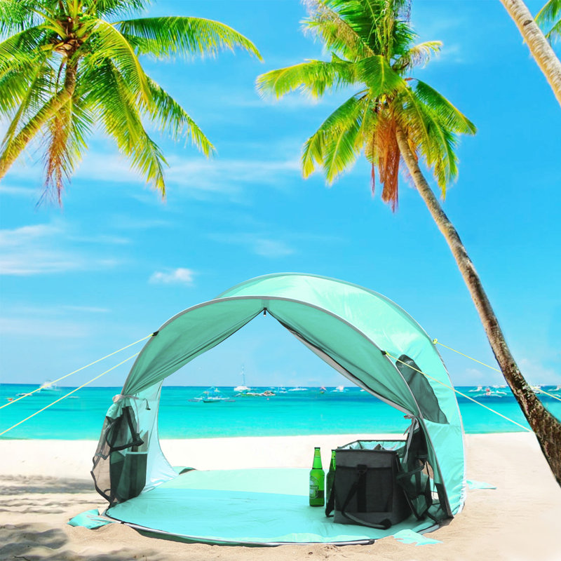 Toile ombragée pour tente de plage pour 3 à 4 personnes Upf 50+ Easy Pop Up, Vert