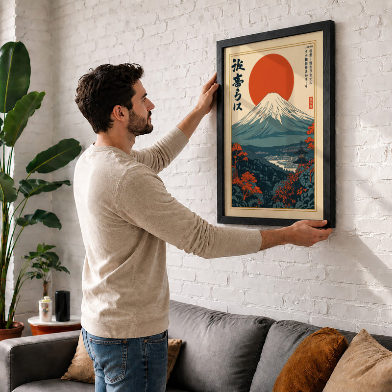 Mount Fuji At Dawn Japandi - Print, Unframed, A4 - 29.7 x 21.0 cm