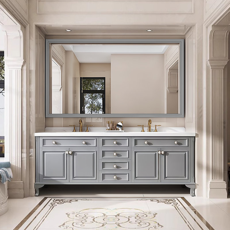 American-style villa luxury bathroom Vanity, Gray, 71"
