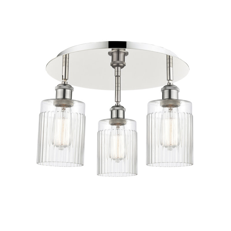 Bethy Glass Flush Mount, Clear, Polished Nickel