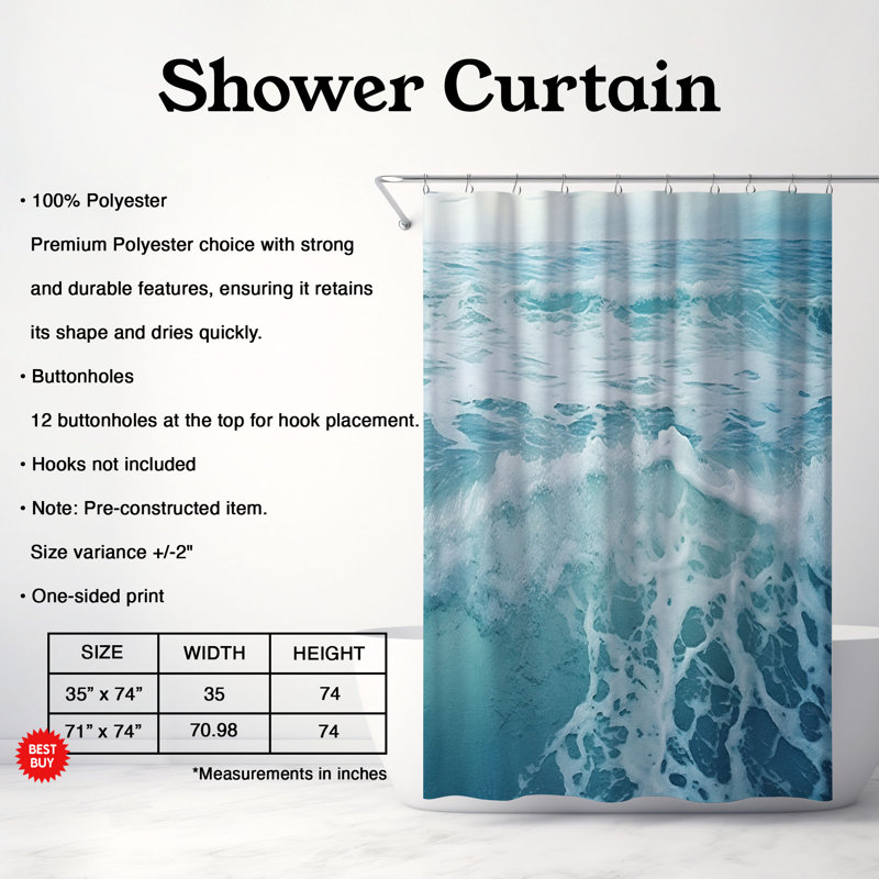Roussel Abstract Shower Curtain, 74"H x 71"W