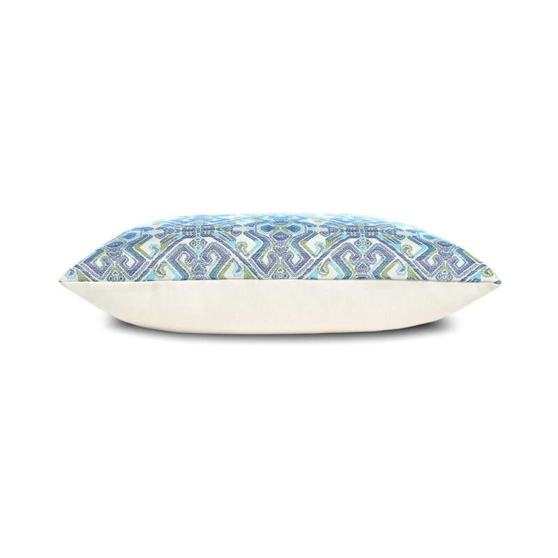 Delphi Square Indoor/Outdoor Pillow Cover & Insert, 22"H x 22"W, Blue/Kiwi Green
