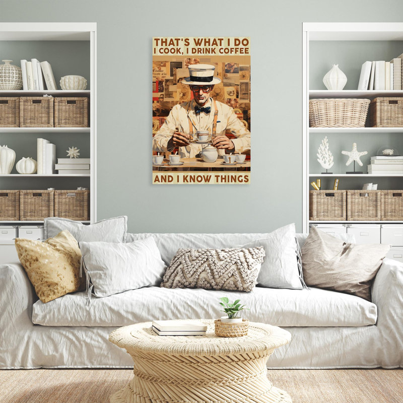 «Man I Cook I Drink Coffee» sur toile, H 36 po x l 24 po x P 1,25 po