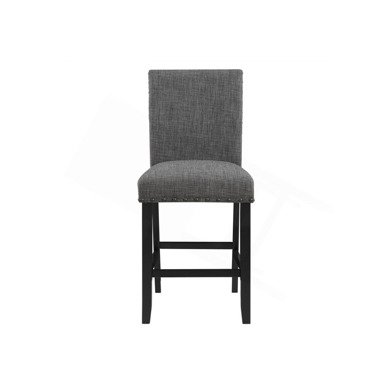 Charming Transitional Bar Stool Set For Stylish Seating Experience  (KIT OF 2), Gray, Black
