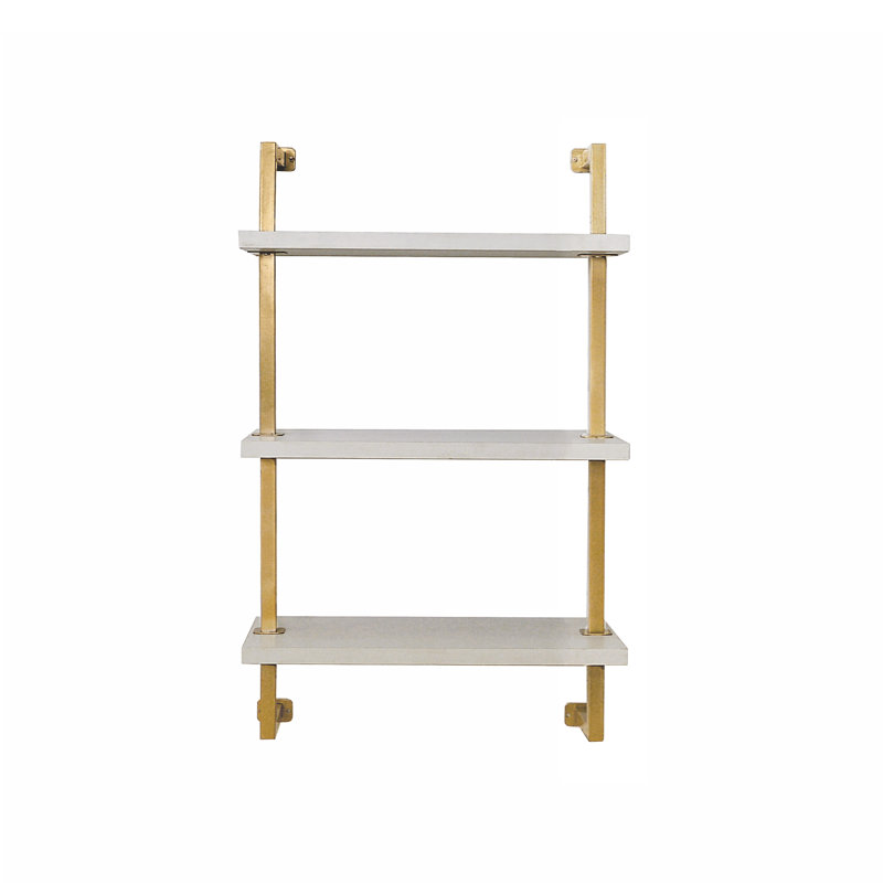 Floating Bookcase, White/Gold