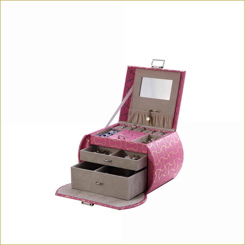 Organisateur de voyage pour bijoux en cuir texturé rose vif | Rose | Similicuir