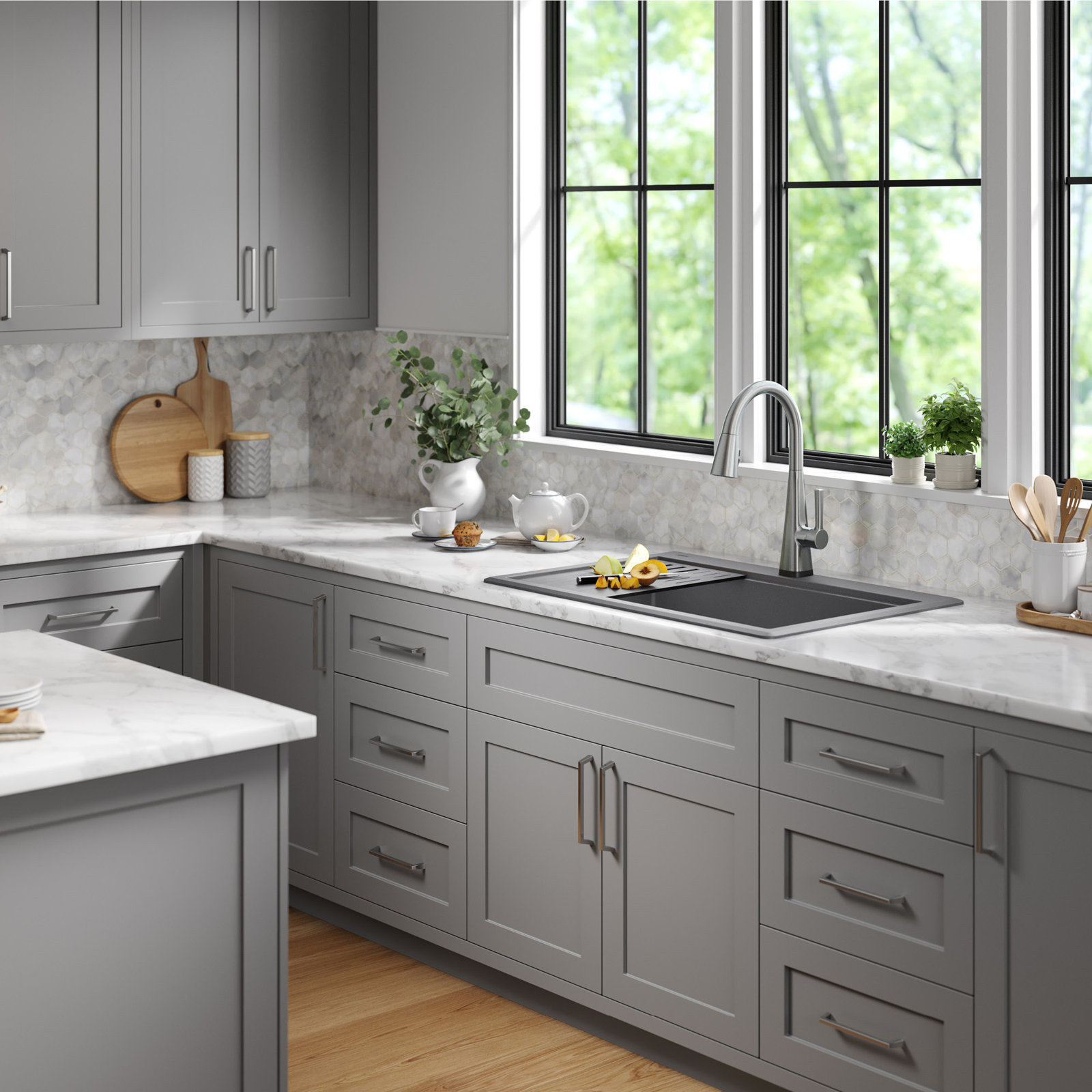 Everest™ 30" Granite Composite Workstation Sink, Gray