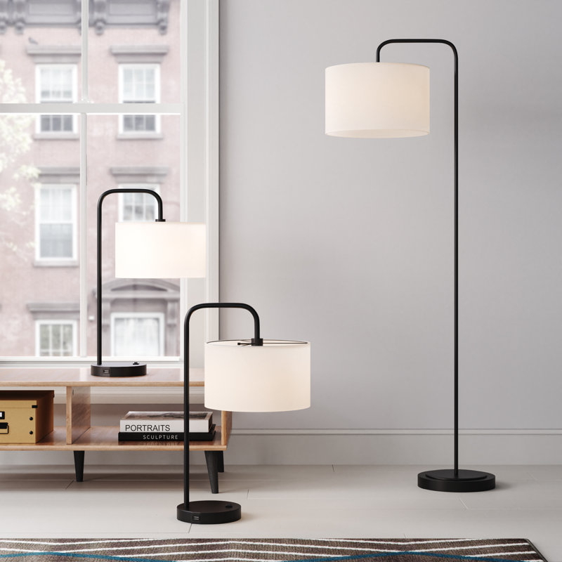 Ashe 62.5 " Arched Floor & Table Lamp Set USB