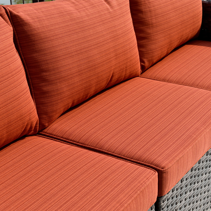 8 - Person Patio Conversation Set with Cushions, Orange