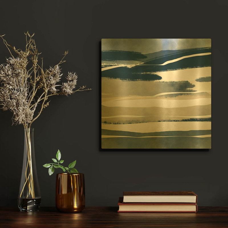 «Coastal Dream 1» par Christov Art, art mural en métal doré, 12 po x 12 po, 12 po x 12 po