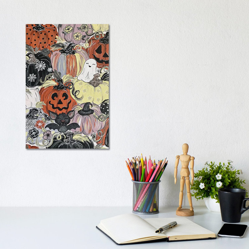 Spooky Pattern Pumpkins by Katie Bryant - Wrapped Canvas Gallery-Wrapped Canvas Giclée, 20.32 cm H x 30.48 cm W