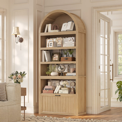 Bibliothèque 81 po, bibliothèque à 5 niveaux avec tiroirs de rangement