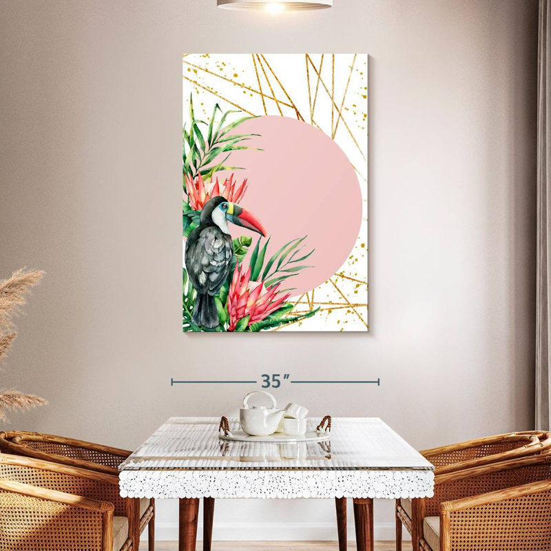 Tropical Red Beak Toucan, 48" H x 32" W