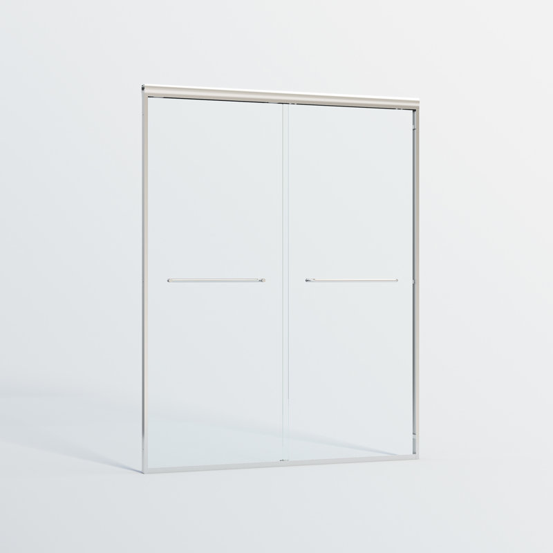 44 - 48 In. W X 72 H Shower Door, Double Sliding Semi-, 1/4" Tempered Glass, , Scratch Corners, Adjustable Installation 44" 48" 72", 6Mm Frame With Angles, Walk-In