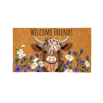 Petal & Plow Highland Cow, Coir Mat 30"x18"