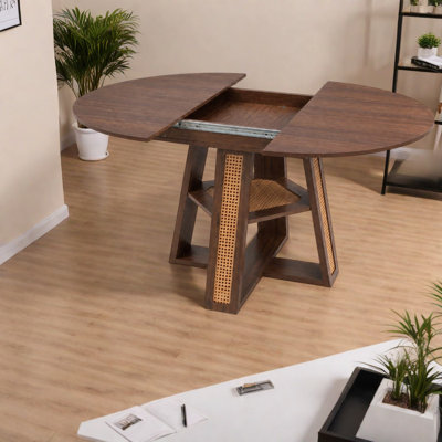 Tables de salle à manger extensibles en noyer (table seulement, sans chaises, avec plateau et pieds), cuisine moderne avec rangement