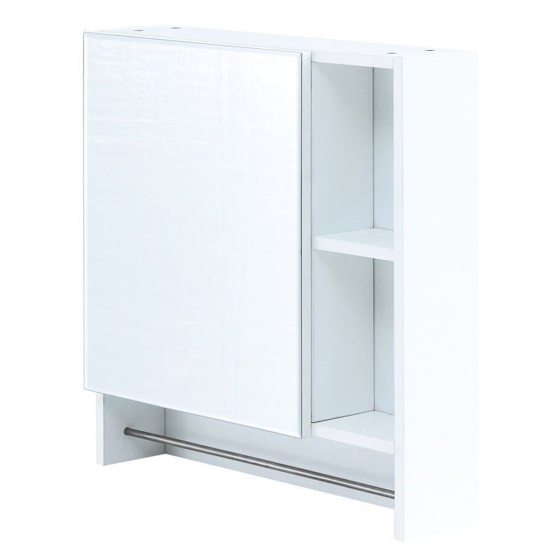 Armoire de salle de bain à miroir - Porte-serviettes mural à 4 compartiments à charnières silencieuses avec rangement et 2 cachettes ouvertes