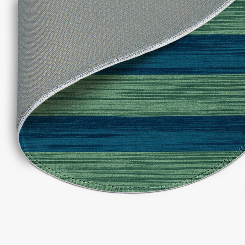 Tapis intérieur / extérieur vert HorizontalStripes, Rond 5 pi