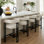 Tabouret de bar 24 po avec accoudoirs en velours 24 po (ensemble de 4)