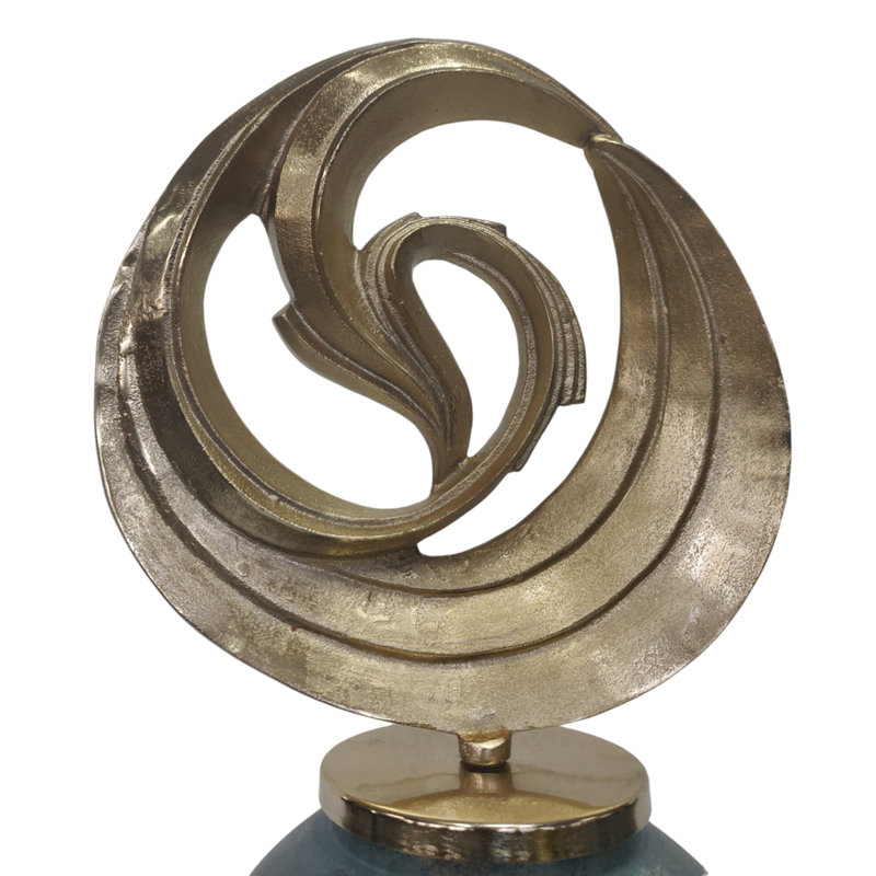 Decorative Glass and Metal Sculptural Vase Set with Artistic Iron Accents and Curved Silhouette in Contemporary Modern Design Style - Set of 2