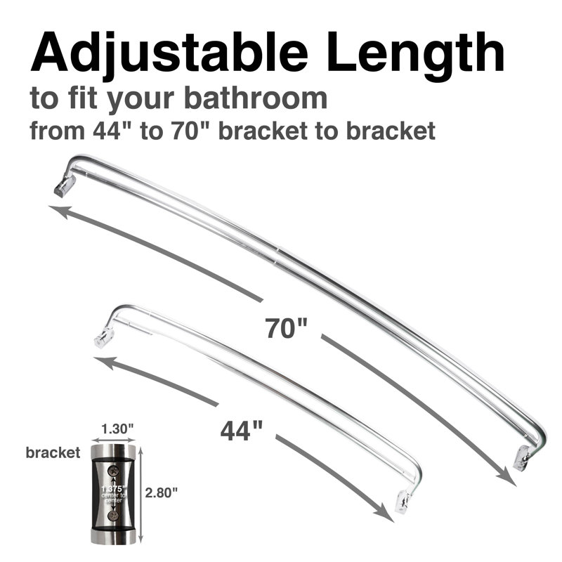 Adjustable Chrome Double Curved Shower Curtain Rod