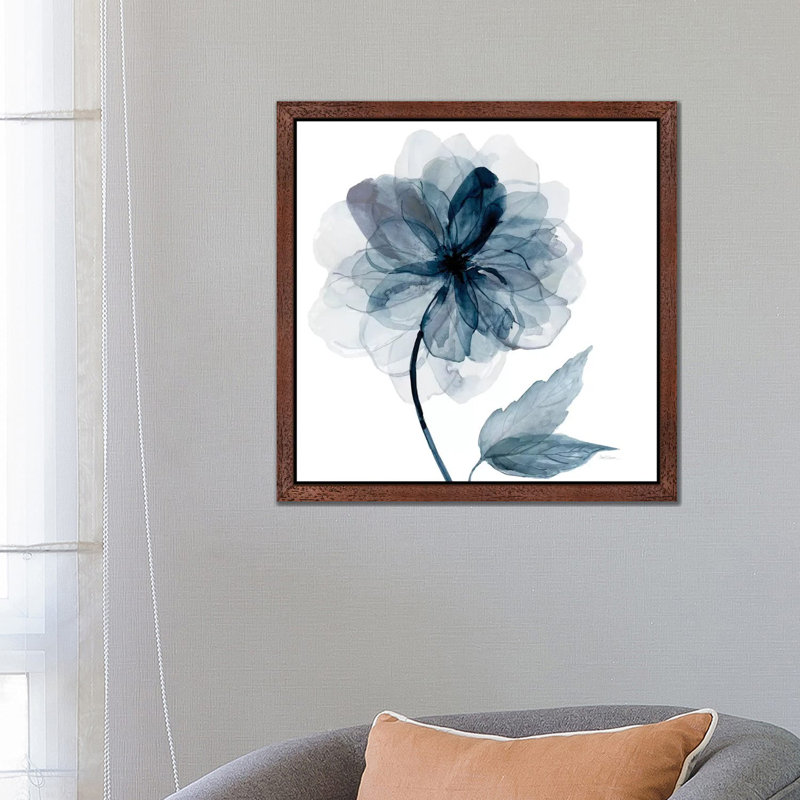 Indigo Bloom I by Carol Robinson - Painting on Canvas, 66.04 cm H x 66.04 cm W, Brown Framed
