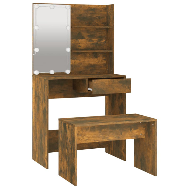 Itamar Dressing Table with Mirror, Brown
