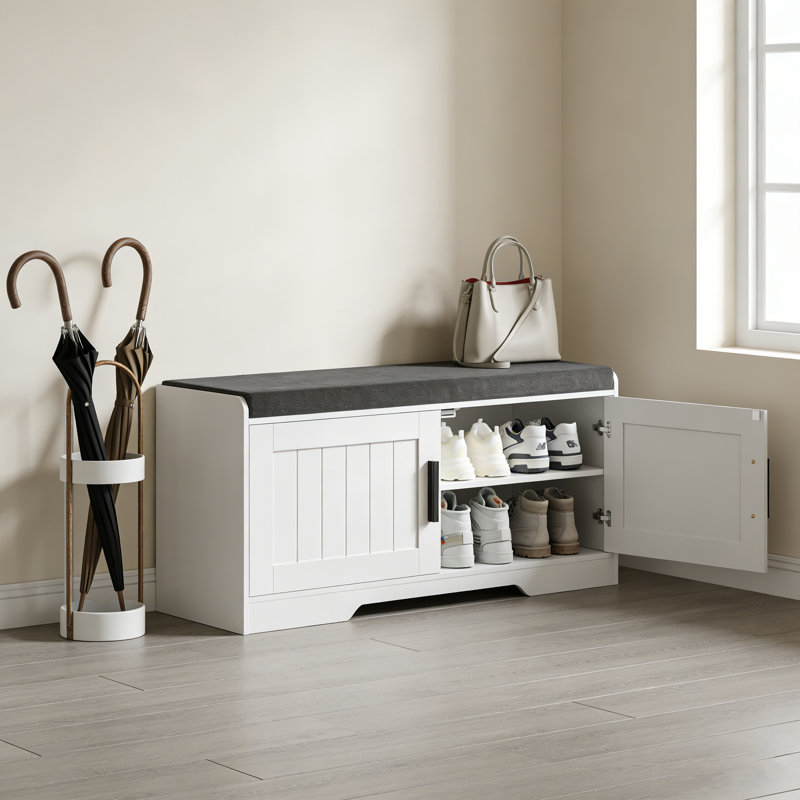 Banc de rangement moderne avec siège rembourré