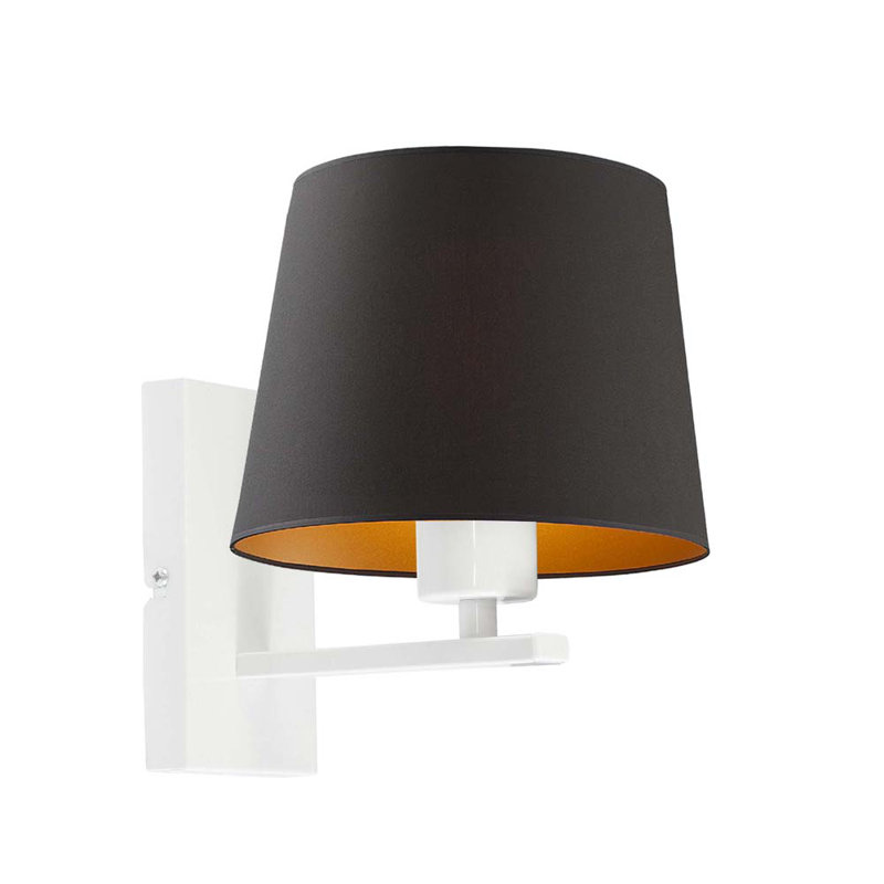 Eaddie Swing Arm Sconce, White, Black