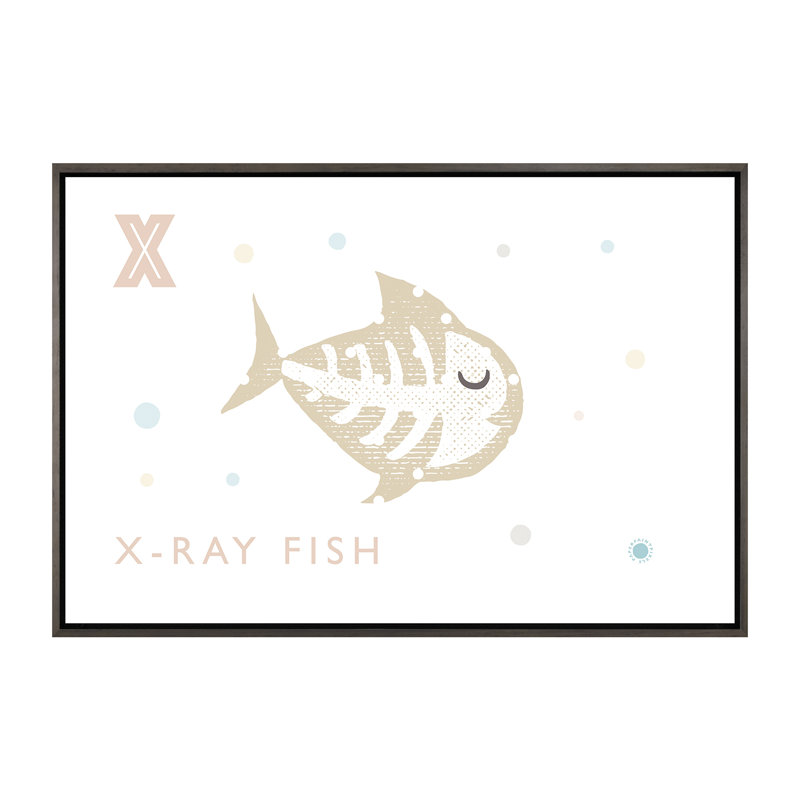 Xray Fish - imprimé, Pas de tapis, H 40 po x l 60 po x 1,5 po, Toile avec cadre gris