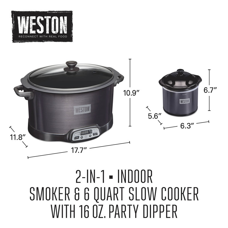 Weston 2-in-1 Indoor Smoker & 6 Quart Slow Cooker With Party Dipper