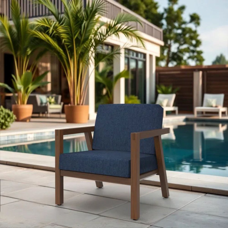 Sunbrella Outdoor Cushion for Arm Chair, Arnot Seat/Back Replacement Cushion for Outdoor Furniture, 4, Canvas Spectrum Indigo