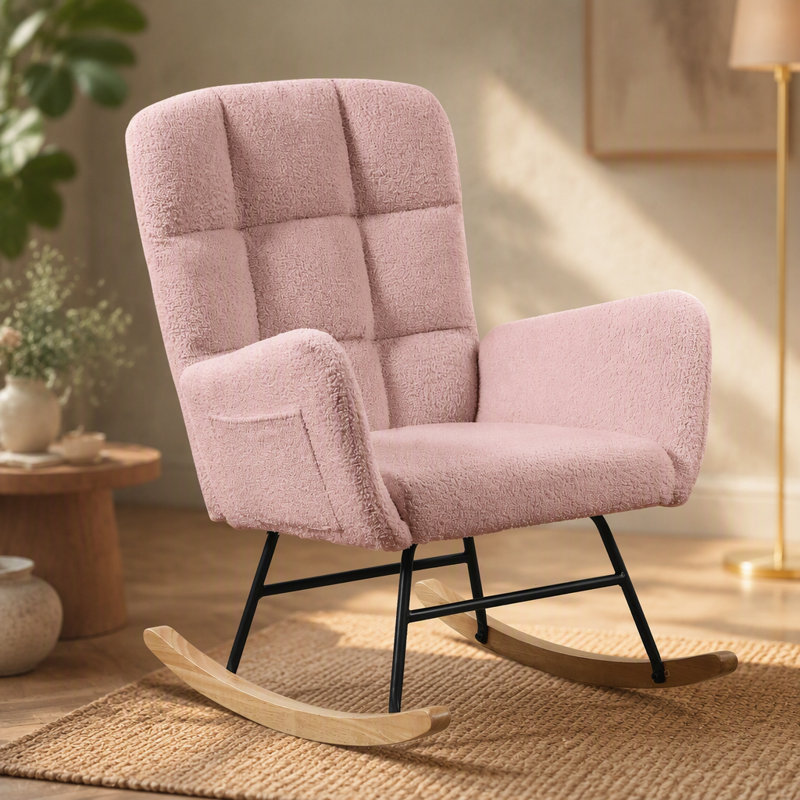 Fauteuil berçant rose en forme d'ourson, Pink Fabric