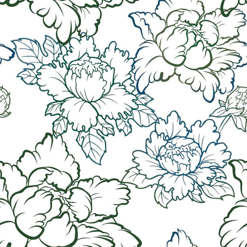 Peony 10' L x 24" W Peel and Stick Wallpaper Roll, Green/Blue, Faux Grasscloth, Non-pasted