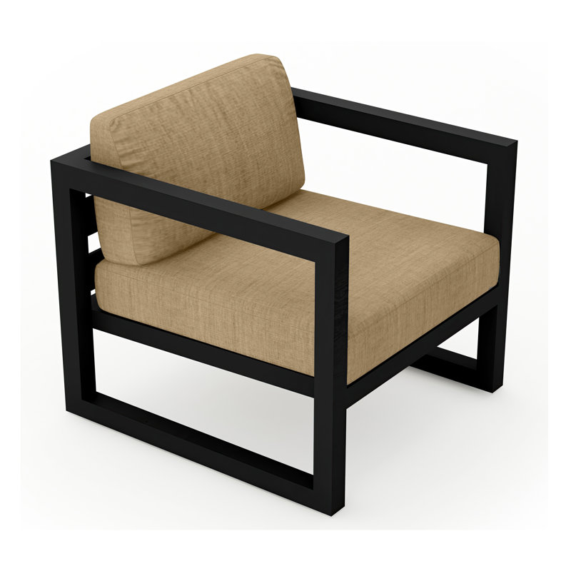 Avion Patio Chair with Sunbrella Cushions, Canvas Heather Beige Sunbrella® Canvas, Black