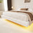 White  Boucle Floating Bed With Light-1747901701