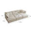Structure modulaire en bois massif avec 3 repose-pieds et coussins décoratifs en chenille haute beige et assise rembourrée