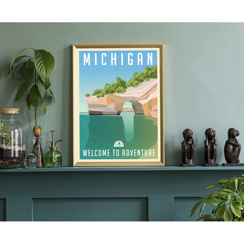 Michigan State Style State, affiche rétro, impression sans cadre, art mural maison et bureau, L 8 po x H 10 po