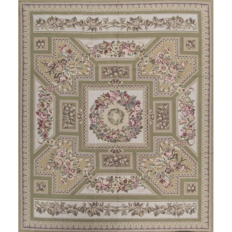 Hand-Knotted High-Quality Camel and Gold Square Area Rug