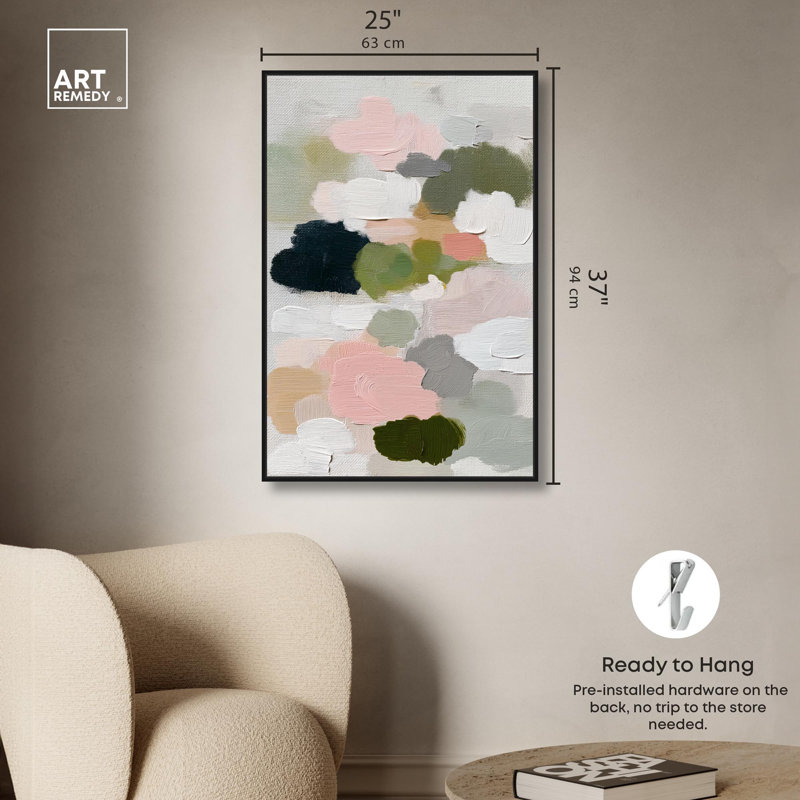 «Field of Soft Colors III Green Decor» par Art Remedy, H 45 po x l 30 po, Structure noire