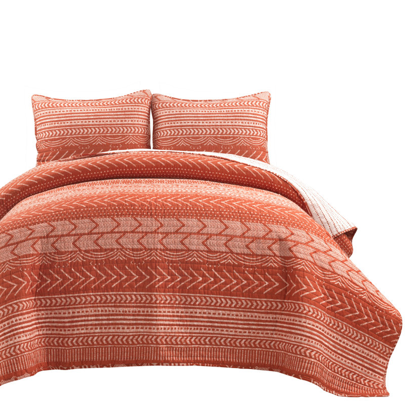 Lush Decor Hygge Geo Reversible Cotton Quilt Set, Full