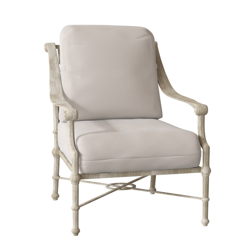 Delphi Aluminum Outdoor Lounge Chair, Weathered White, Canvas Bird's Eye Sunbrella® Canvas