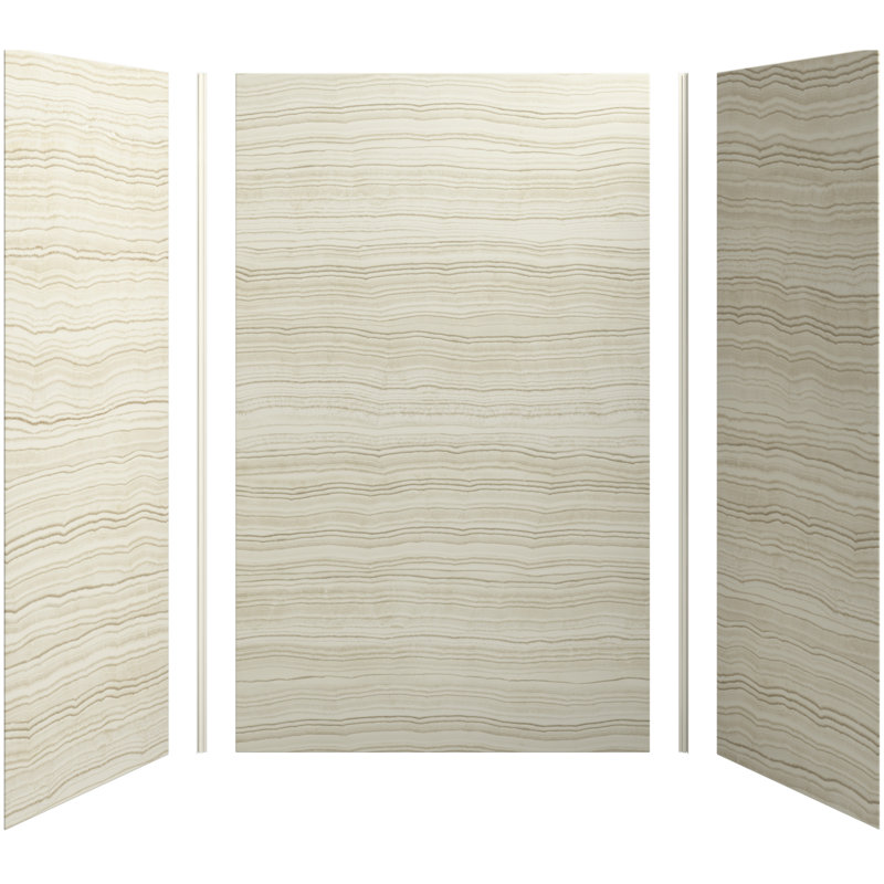 Choreograph Three Panel Shower Wall, 96" H x 60" W x 36" D, Ice Grey