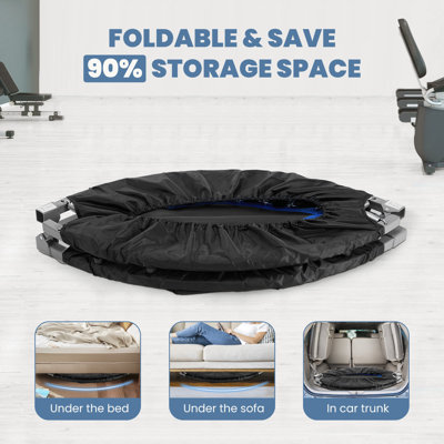 40" Foldable Mini Trampoline For Adults, Trampoline For Adults With Adjustable Bar